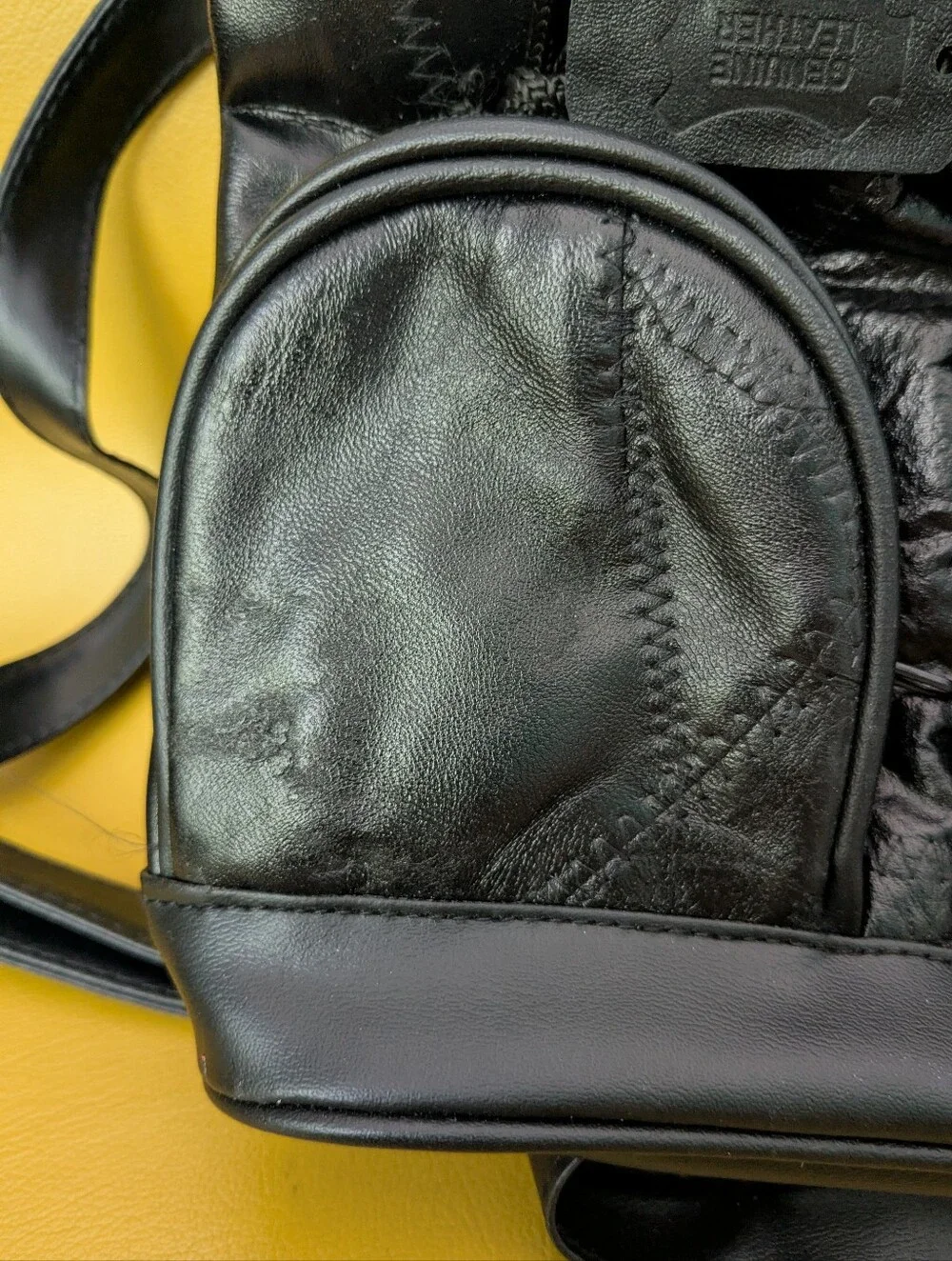 NWT Maxam Lambskin Leather Vintage Mosaic Patchwork Black Backpack